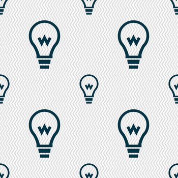 Light bulb icon sign. Seamless pattern with geometric texture. illustration