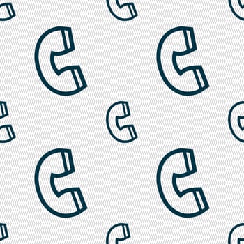 handset icon sign. Seamless pattern with geometric texture. illustration