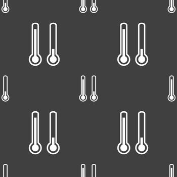 thermometer temperature icon sign. Seamless pattern on a gray background. illustration