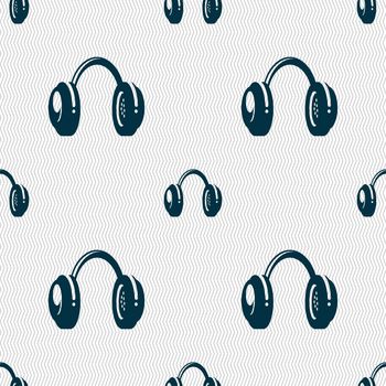 headsets icon sign. Seamless pattern with geometric texture. illustration