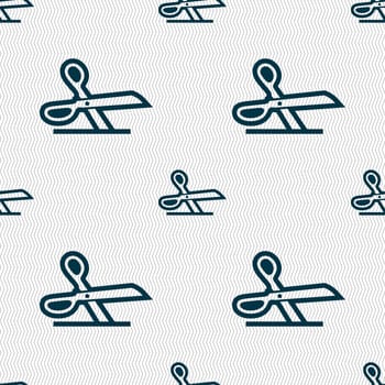 scissors icon sign. Seamless pattern with geometric texture. illustration