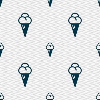 ice cream icon sign. Seamless pattern with geometric texture. illustration