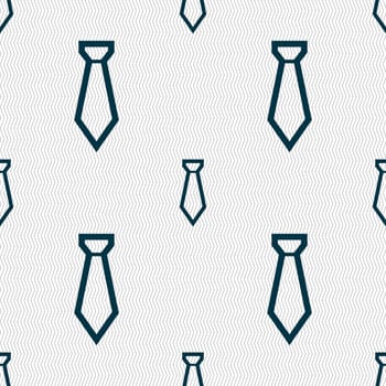 Tie icon sign. Seamless pattern with geometric texture. illustration