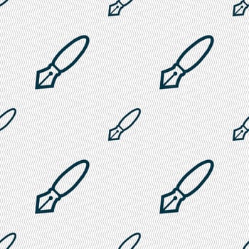 Pen icon sign. Seamless pattern with geometric texture. illustration