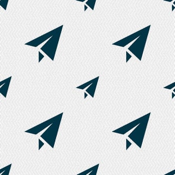 Paper airplane icon sign. Seamless pattern with geometric texture. illustration