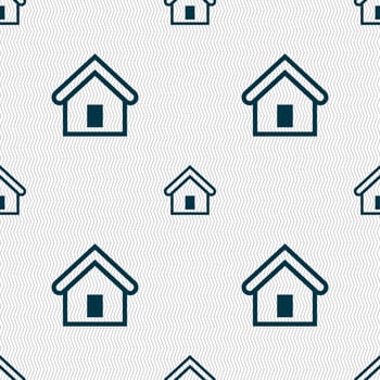 House icon sign. Seamless pattern with geometric texture. illustration