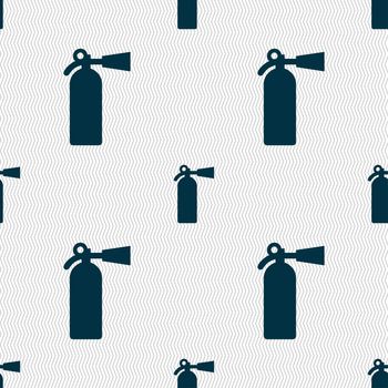 fire extinguisher icon sign. Seamless pattern with geometric texture. illustration