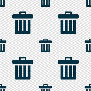 Recycle bin icon sign. Seamless pattern with geometric texture. illustration