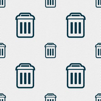 the trash icon sign. Seamless pattern with geometric texture. illustration