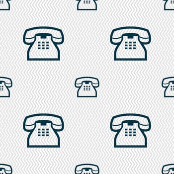 retro telephone handset icon sign. Seamless pattern with geometric texture. illustration