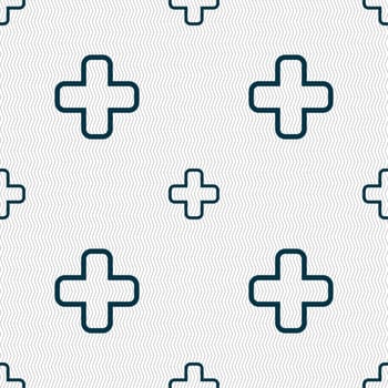 Plus icon sign. Seamless pattern with geometric texture. illustration