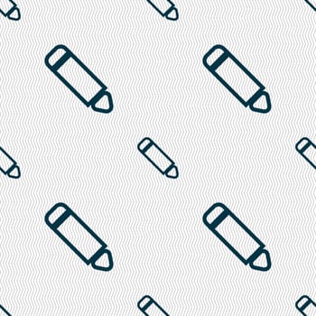 Pen icon sign. Seamless pattern with geometric texture. illustration