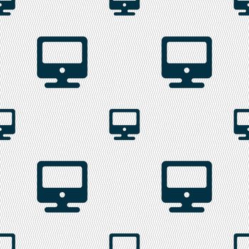 monitor icon sign. Seamless pattern with geometric texture. illustration