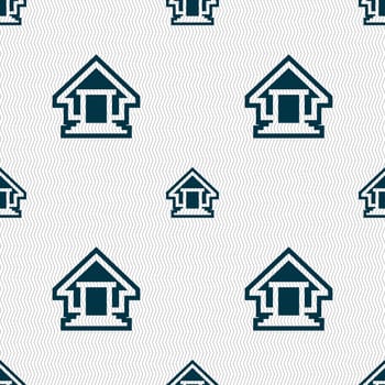 House icon sign. Seamless pattern with geometric texture. illustration