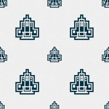 skyscraper icon sign. Seamless pattern with geometric texture. illustration