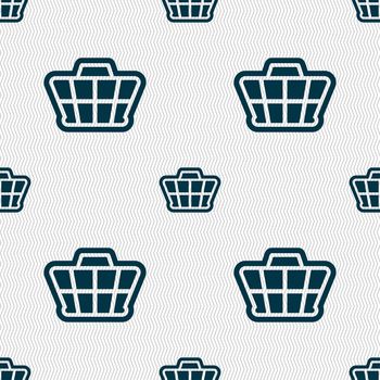 Shopping Cart icon sign. Seamless pattern with geometric texture. illustration