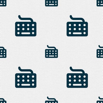 keyboard icon sign. Seamless pattern with geometric texture. illustration