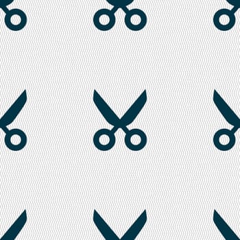 Scissors hairdresser sign icon. Tailor symbol. Seamless abstract background with geometric shapes. illustration