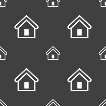 House icon sign. Seamless pattern on a gray background. illustration