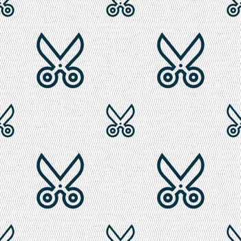 scissors icon sign. Seamless pattern with geometric texture. illustration