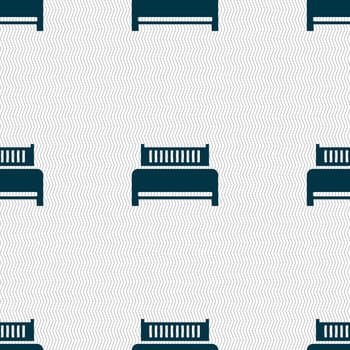 Hotel, bed icon sign. Seamless abstract background with geometric shapes. illustration