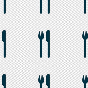 Eat sign icon. Cutlery symbol. Fork and knife. Seamless abstract background with geometric shapes. illustration