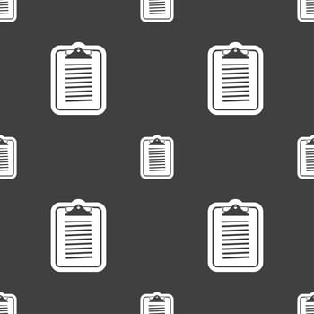 Text file icon sign. Seamless pattern on a gray background. illustration