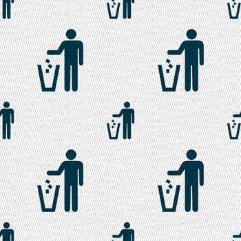 throw away the trash icon sign. Seamless pattern with geometric texture. illustration