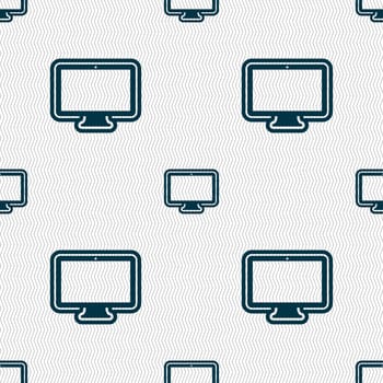 monitor icon sign. Seamless pattern with geometric texture. illustration