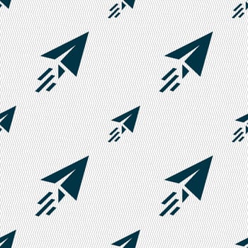 Paper airplane icon sign. Seamless pattern with geometric texture. illustration