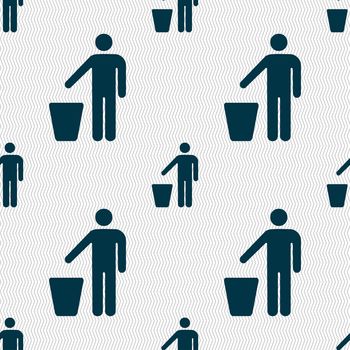 throw away the trash icon sign. Seamless pattern with geometric texture. illustration