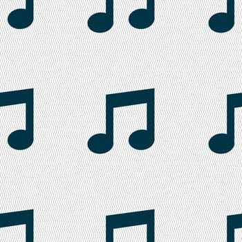 Music note sign icon. Musical symbol. Seamless abstract background with geometric shapes. illustration