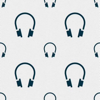 headsets icon sign. Seamless pattern with geometric texture. illustration