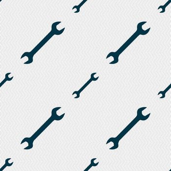 wrench icon sign. Seamless pattern with geometric texture. illustration