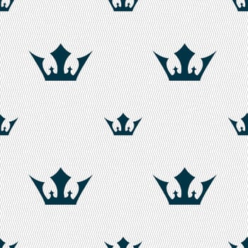 Crown icon sign. Seamless pattern with geometric texture. illustration