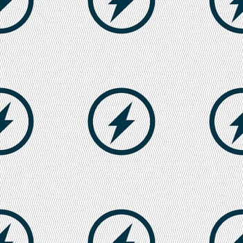 Photo flash sign icon. Lightning symbol. Seamless abstract background with geometric shapes. illustration