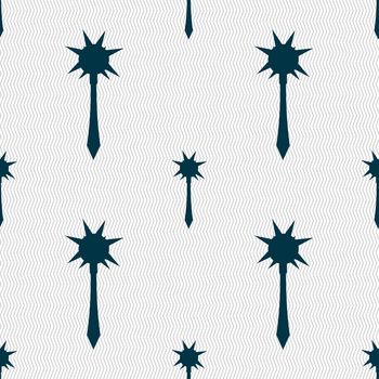 Mace icon sign. Seamless pattern with geometric texture. illustration