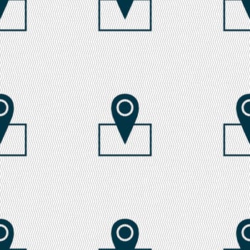 Map pointer icon sign. Seamless abstract background with geometric shapes. illustration