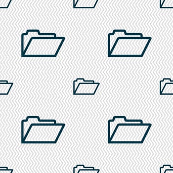 Folder icon sign. Seamless pattern with geometric texture. illustration