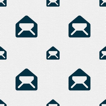 Mail, envelope, letter icon sign. Seamless pattern with geometric texture. illustration