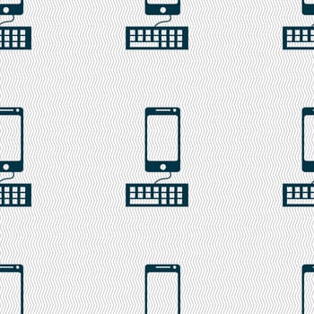 Computer keyboard and smatphone Icon. Seamless abstract background with geometric shapes. illustration