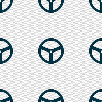 Steering wheel icon sign. Seamless abstract background with geometric shapes. illustration