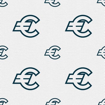 Euro EUR icon sign. Seamless pattern with geometric texture. illustration