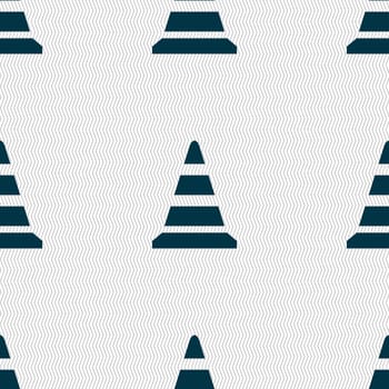 road cone icon. Seamless abstract background with geometric shapes. illustration