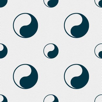 Yin Yang icon sign. Seamless pattern with geometric texture. illustration