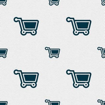 shopping cart icon sign. Seamless pattern with geometric texture. illustration