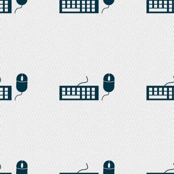 Computer keyboard and mouse Icon. Seamless abstract background with geometric shapes. illustration