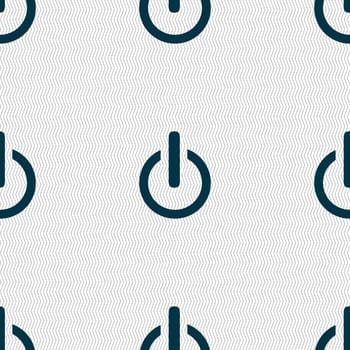 Power sign icon. Switch on symbol. Seamless abstract background with geometric shapes. illustration