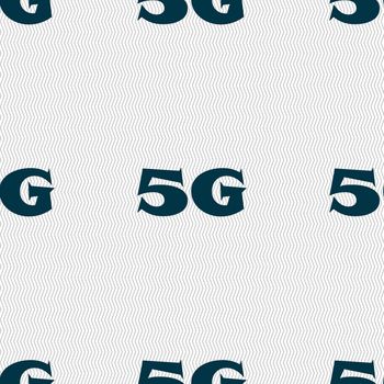 5G sign icon. Mobile telecommunications technology symbol. Seamless abstract background with geometric shapes. illustration