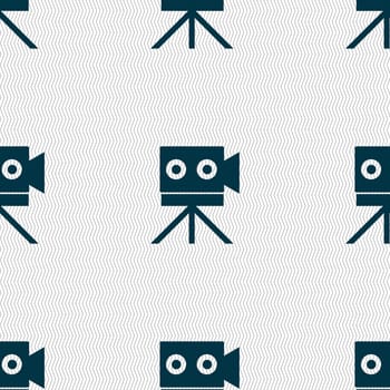 Video camera sign icon.content button. Seamless abstract background with geometric shapes. illustration